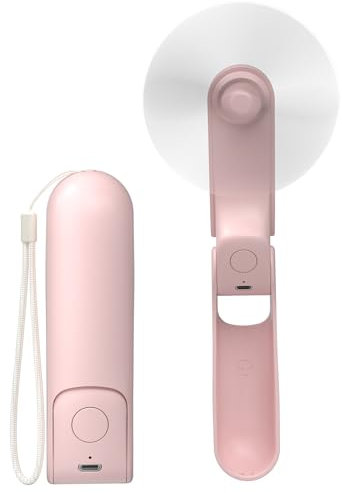 Koonie Handheld Fan, 3 IN 1 Foldable USB Fan, 2 Speed Portable Desk Fans, Battery Operated with 8 Working Hours,Rechargeable Power Bank for Travel/Summer/Camping, Man,Kids(Pink)