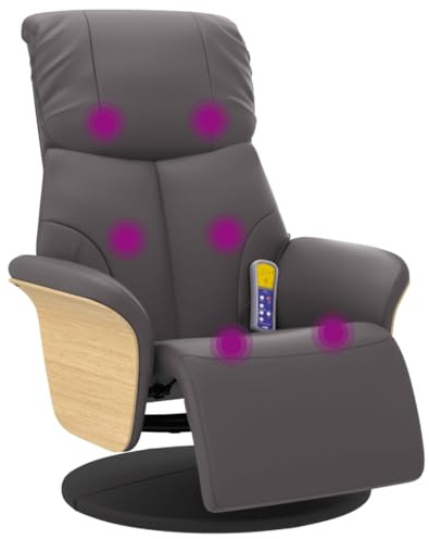 vidaXL Massagesessel mit Fußteil Grau Kunstleder