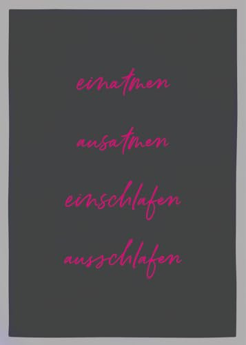 Geschirrtuch grau, Einatmen Ausatmen in Pink