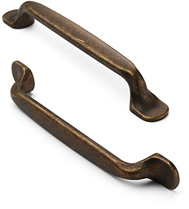 FURNIWARE 5 Stück Vintage Schrankgriffe Antik Messing Möbelgriff 128mm Lochabstand Küchengriffe Schubladengriffe Möbelgriffe Griffe Küche Küchenschränke Griffe