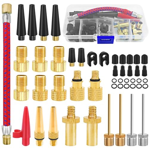 Samulee 48 Pezzi Adattatore Valvola Bici, Adattatore Compressore Bici, Kit Gonfiaggio Bici, Adattatore Pompa Bicicletta, Adattatore Compressore Valvola Bici SV AV DV per Bici Valvola e Cuscini d'Aria