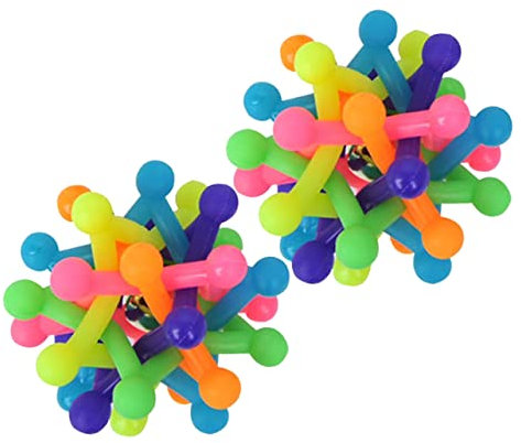 SEWOART 2 Stück Kleine Hundekaubälle Aus Gummi Mit Glockenton Buntes Welpenspielzeug Für Indoor Spiel Und Zahnpflege Interaktives Kauspielzeug Für Aktive Hunde