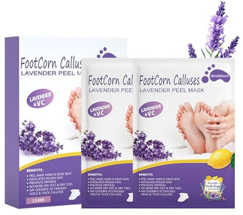 Fußmaske Hornhaut und Abgestorbene Haut Entfernen, Fußpeeling Maske, FußMaske Socken, Fussmaske Socken Feuchtigkeit für sehr Trockene Füsse, FußMaske gegen Hornhaut, Hornhaut Socken (Lavendel)