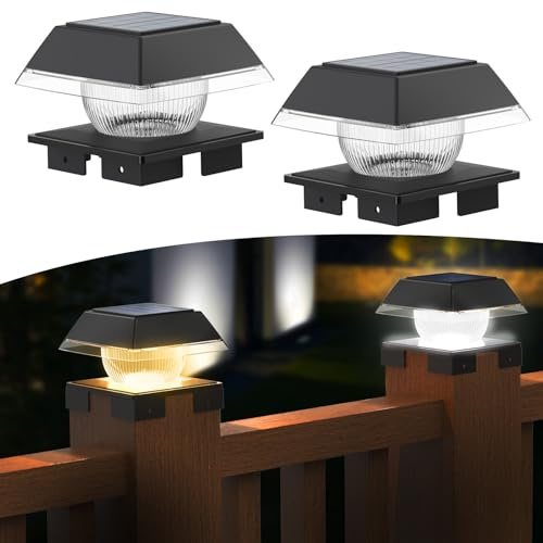 Solar Led Pfostenkappe Warmweiß/Kaltweiß for 9x9 10x10 11x11 12x12 13x13 14x14, Solar Zaunpfosten Solarlampe Außen Led Pfosten Lampe IP65 Wasserdicht für Pfosten, Plattform, Zaun Beleuchtung(2 Stück) | Geeignet für 9x9 10x10 11x11 12x12 13x13 14x14, Außen Led Pfosten Lampe IP65 für Pfosten, Plattform, Zaun Beleuchtung
