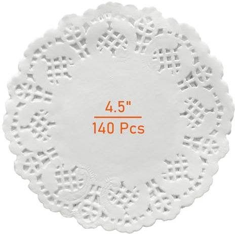 Deckchen Spitzenpapier 140 Stück Rund Tortenspitze Papier Spitzendeckchen Spitze Papierdeckchen Tassenuntersetzer Kuchen Verpackung Pad für Hochzeiten Geburtstagsfeier Geschirrdekoration 11.2x11.2 cm