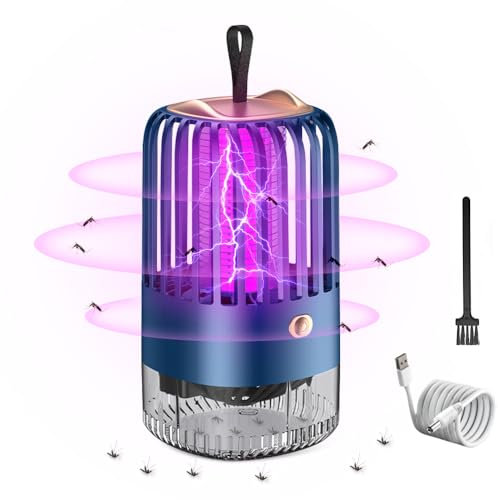 Riisoyu 2 IN 1 Lampada Antizanzare, USB ricaricabile Antizanzare Elettrico con Luce UV Effettiva Antizanzare Elettrico per Zanzare Mosche Insetti AntiZanzara da Interno per Casa Cucina Ufficio, blu