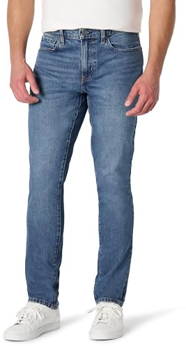 Amazon Essentials Men's Slim-Fit Jeans with Tapered Leg, 5-Pocket Styling, Zip Fly, Stone Medium Wash, 33W x 28L
