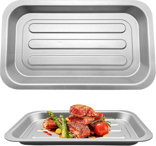 GWYSY 2 PCS Air Fryer Grill Pan for Emeril Lagasse Dual Zone 360 Air Fryer Oven 25 QT Extra Large, 11.5''×6.7'' Steel Air Fryer Tray Accessories Grill Plate Crisper Plate Drip Pan Replacement Parts