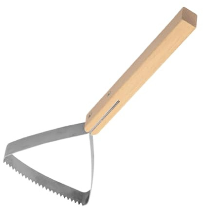 Raschiatore da Giardino – Raschietto Triangolare in Metallo – Attrezzi da Giardinaggio per la Pulizia, con Manico in Legno, per Giardino, Cortile, Prato