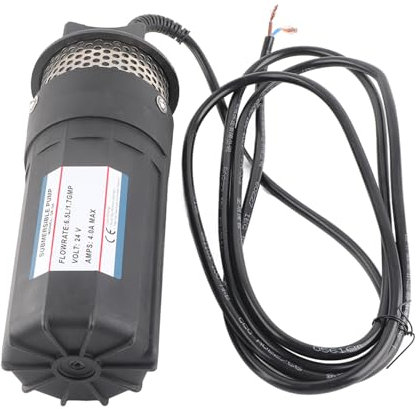 Solar Submersible Water Pump 30m Lift 6.5L Deep Well Water Pump for Irrigation Pond DC 24V for Manor and Field (Black)