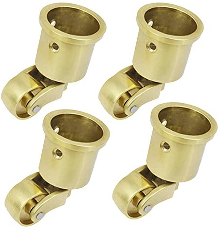 Universalrollen aus massivem Messing, 360° drehbare Möbelräder, Möbelrollen im Cup-Stil, Beschläge für Koffer, Möbel, Schränke, Sofas, Trolleys, Stühle, Betten, Tragkraft 150 kg, 4 Stück (Golden 25 mm