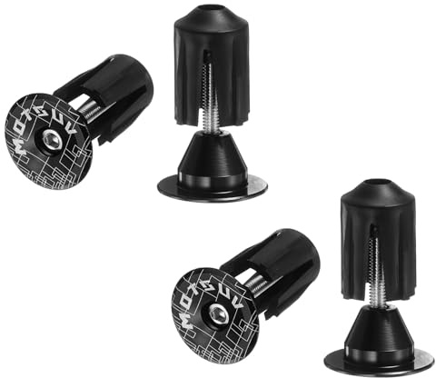 sourcing map 2Pair Bar End Plugs Aluminum Handlebar End Caps Bike Plugs 0.7oz Expanding Locking for MTB Road BMX Fixed Gear Bike, Black