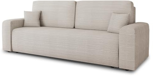 Sofnet - Schlafsofa Spark mit Bettkasten (Beige, Poso 100)