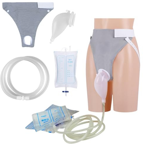 Powerful Urinbeutel für ältere Menschen, wiederverwendbar, externer Katheter für Männer, Urinbeutel-Set für bettlägerige Patienten und Harninkontinenz, mit 2 Urinkatheterbeuteln 1000 ml und 2000 ml