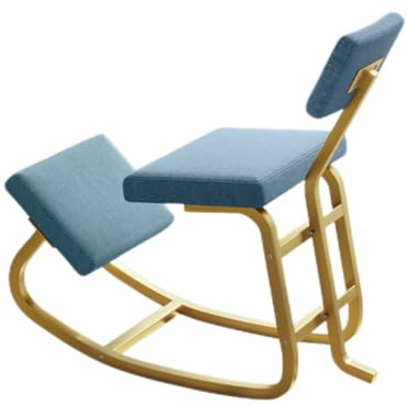 Generisch Kniestuhl, Ergonomischer Bürostuhl, Ergonomische gepolsterte Rückenlehne, Schreibtisch-Haltungskorrektur, Bequeme Kissen fürs Büro(Blue,85X45X78cm-Gold)