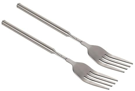 Lot de 2 fourchettes télescopiques réglables en acier inoxydable pour barbecue, pique-nique, cuisine