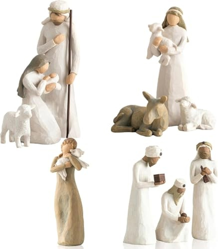 ANBTUKJ Krippenfiguren Set, 10-teiliges Figuren Krippe Harz, Weihnachtskrippe mit Figuren, Krippenstall, Nativity Scene, Dekoration