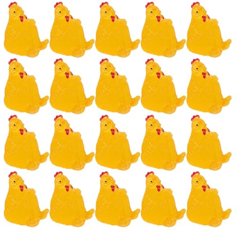 NOLITOY 20 Pièces Figurines Miniatures Poulets Résine Décorations Micro Paysage DIY Ornements Jardin Poulailler pour Maison de Poupées Animaux de Ferme Petits Poulets Craquants