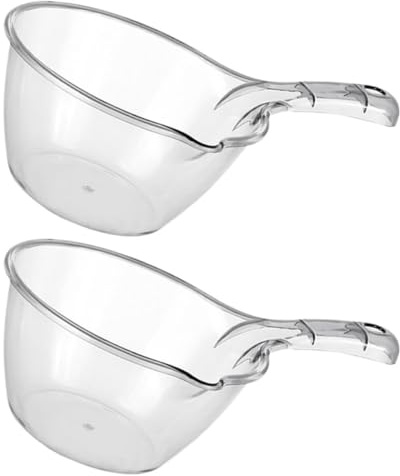 TOYZFRIENDY 2 Cucharones de Plástico para Agua Mango Largo, Tamaño Grande, Color Gris, Multiusos para Cocina, Baño y Hogar, Utensilios de Cocina Resistentes y Prácticos, 2 Piezas