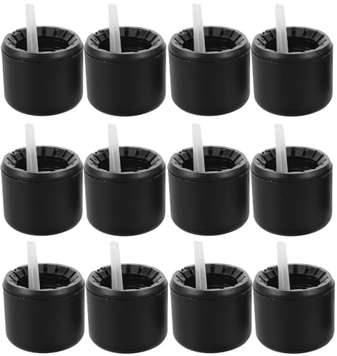 ERINGOGO Lot de 20 Bouchons Compte-Gouttes Étanches 18 Dents, Plastique Noir Mat, Bouchons Antivol pour Flacons D’huiles Essentielles Filetage Précis, Adaptés aux Bouteilles en Verre –
