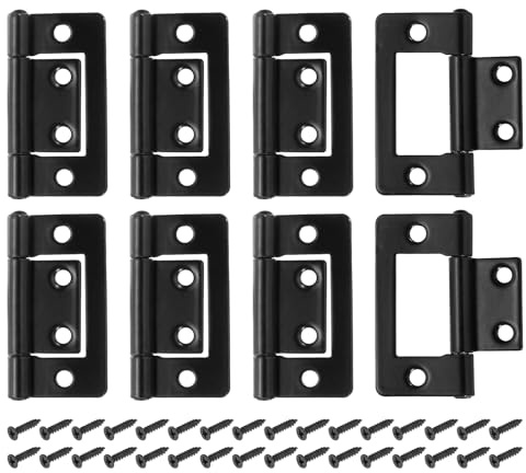 sourcing map Non Mortise Door Hinges 3.8 x 2.1cm Black 8Pcs | Iron Bifold Butt Cabinet Hinges Smooth Sliding Bearing Hinge with Mounting Screws for Doors Windows Cabinets Box Furniture