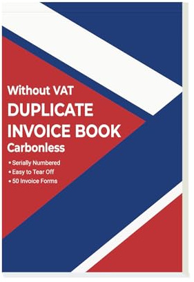 Belinlen 1 Pack Invoice Book Duplicate Without VAT 2-Part Carbonless | Duplicate Invoice Book for Business and Sales, Office, Warehouse Use, 140 x 210mm, 50 Forms Total