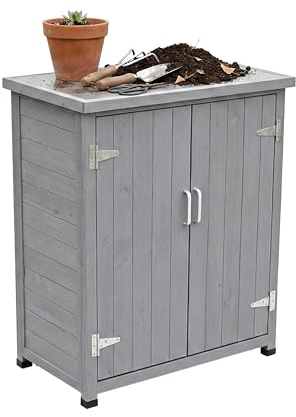 Relaxdays Pflanztisch mit Unterschrank, Holz, verzinkte Arbeitsplatte, HxBxT: 90 x 75 x 40 cm, Gartenschrank, Farbwahl | HxBxT: 90 x 75 x 40 cm, Gartenschrank