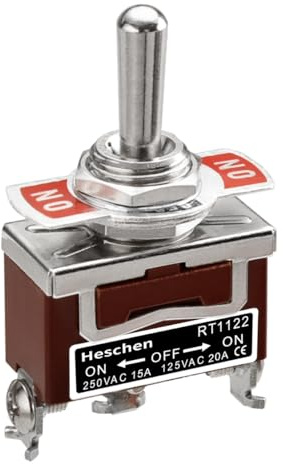 Heschen Metall-Kippschalter, RT1122, SPDT, Dauerlicht, EIN/AUS/EIN 3 Positionen, 15A 250VAC, CE