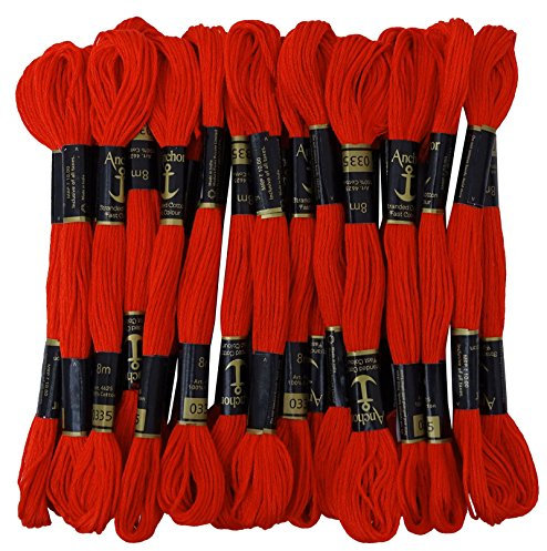 25 x Anchor Stranded Baumwollkreuz-Heftung Hand Stickgarn Floss Skeins-Rot