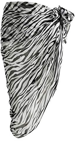 CHIC DIARY Chiffon Strandschal Wickelrock Sommer Damen Sexy Bikini Cover Up Sarong Pareo Strandtuch Zebra Muster Wickeltuch