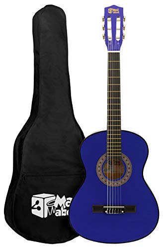 Mad About TIGER MA-CG04, 1/4 Klassische Gitarre, Blau, farbenfrohe Spanische Gitarre, mit Tragetasche, Gurt, Pick und Ersatzsaiten