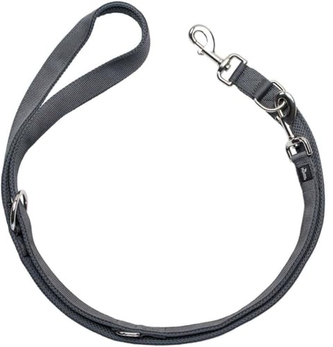HUNTER DIVO & Maldon Verstellbare Hundeführleine, Nylon, gepolstert mit weichem Mesh-Material, 25/300, grau/grau