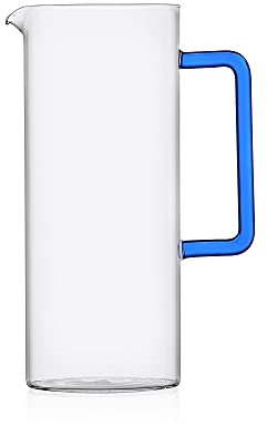 Ichendorf Milano Brocca con Manico Blu, Collezione Tube, 120 cl, Vetro Borosilicato, Fatto a Mano
