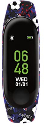 Tikkers Series 1 Printed Black Football Silicone Strap Activity tracker with colour touch screen and up to 7 day battery life TKS01-0006