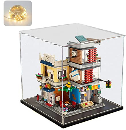 Acryl Vitrine Schaukasten für LEGO Simba 43247 21341 76781 für Fußball, Glasvitrine Acrylbox Transparent Würfel für Figuren Sammlerstücke | mit Holz-Kunststoff-Basis, Schwarz Innen 30x30x30cm