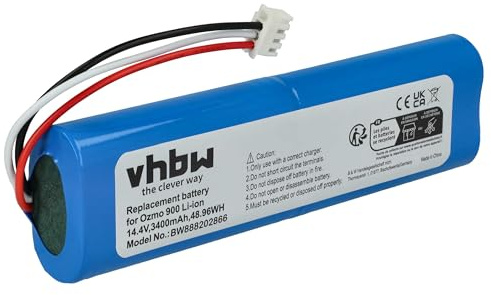 vhbw Batterie Compatible avec Ecovacs Deebot Ozmo 900, 901, 905, 937 aspirateur, Robot électroménager (3400mAh, 14,4V, Li-ION)