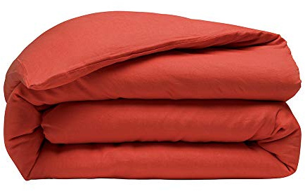 Housse de Couette 220x240 en Lin Lavé Rouge - Linge de lit Housse de Couette Premium 100% Lin Lavé