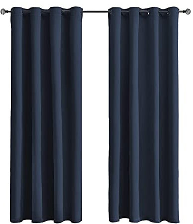 Tenger Home Tenda oscurante per camera da letto con occhielli, 1 pezzo (100 x 150 cm, blu navy）