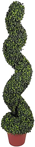 Abaseen 100cm Artificial Boxwood Spiral Topiary Trees for Indoor Outdoor Decor, UV Stable Outdoor Use