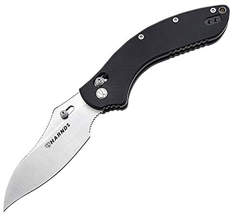 Harnds CK3502 Cuchillo Plegable con Hoja de Acero Sandvik Mango G10 Cuchillo de Bolsillo para Camping con Clip de Dos Posiciones