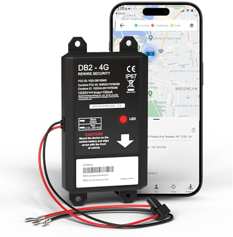 REWIRE SECURITY DB2 Wired GPS Tracker for Vehicles | Easy Installation on 8V–32V Batteries | Fits with Car, Truck, Trailer, RV, Van, Boat & Motorbike | Live Tracking | Low Cost Subscription Plans