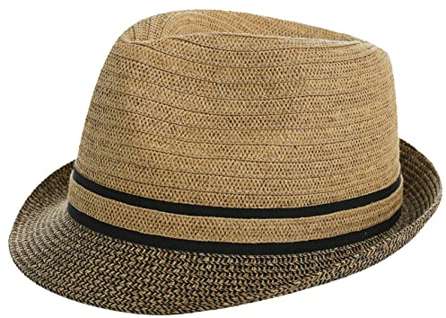 Comhats stråhatt herr Fedora Trilby-hatt Panamahatt strand solhatt handgjord kort brätte, 92569_kaffe, XL
