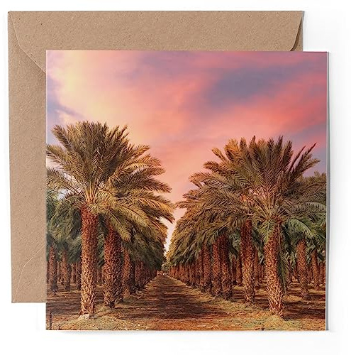 1 x Greeting Card - Tropical Date Palm Trees - Blank Birthday Celebration Anniversary #52302