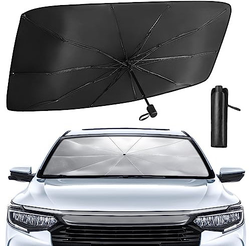 Bigomila Parabrezza per Auto Parasole Ombrello, Pieghevole Isolamento termico Visiera Adatta alla Maggior Parte Delle Berline