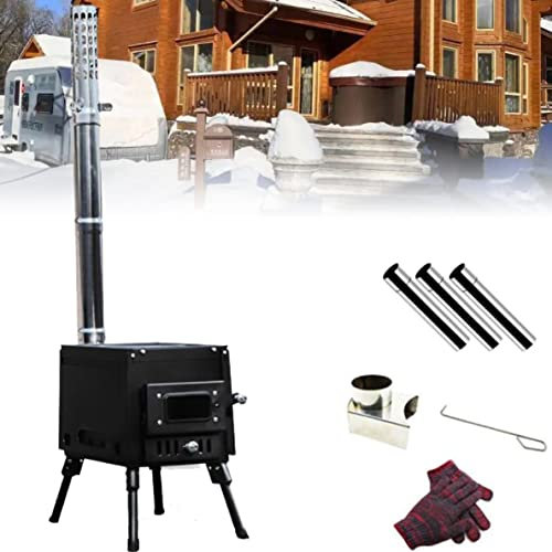 Estufa De Leña Portátil, Con Tubo De Chimenea Y Herramientas De Limpieza Estufa De Tienda, Estufa De Camping, Estufa De Tienda Caliente, Estufa De Leña, Calentador De Tienda De Campaña,BStyle-S