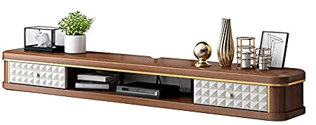 EsEntL An der Wand montiertes TV-Regal, schwebender TV-Schrank mit Schublade, geeignet für Wohnzimmer, Schlafzimmer, Aufbewahrung, Set-Top-Box-Router/Walnuss / 140 cm