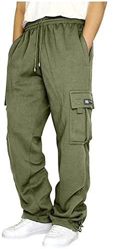 PODOLIXIA Pantalones de Chándal para Hombre, Holgados de Pierna Recta Con 4 Bolsillos, Deportivos Largos Con Muchos Bolsillos