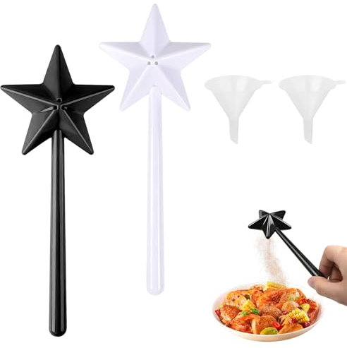 Aweisile Salzstreuer Zauberstab 2 Stück Zauberstab Salz und Pfeffer Streuer Zauberstab Salzstreuer Zauberstab Gewürzstreuer Sternförmiger Zauberstab Salz Zauberstab Salz und Pfefferstreuer für Küche