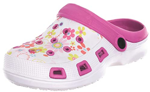 Brandsseller Damtofflor, trädgårdstofflor, trädgårdsskor, skor, skor, pantolett, tofflor, lätt, blommönster, rosa, 38 EU