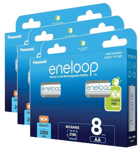 Eneloop Pack of 3 x 8 AA Rechargeable Ni-MH Batteries 2000 mAh